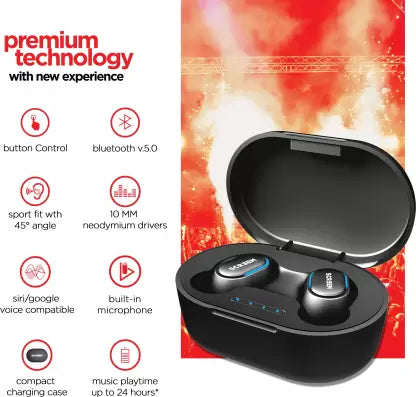 Screem Ibeza 2 Bluetooth Headset (Black, True Wireless) Screem Ibeza 2 Bluetooth Headset (Black, True Wireless)